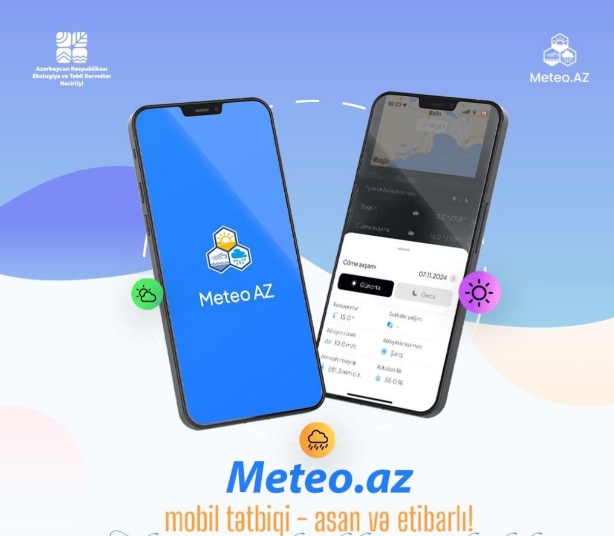 ""Meteo.az" tətbiqi ilə hər kəs Azərbaycandakı hava durumunu öyrənə biləcək" - ETSN