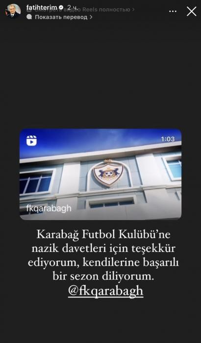 Fatih Terimdən "Qarabağ" paylaşımı - FOTO