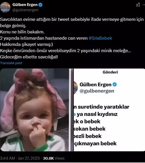 Gülben Ergen bu paylaşımına görə prokurorluğa çağırıldı - FOTO