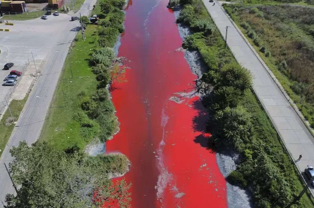 Okeana axan kanal qırmızı rəngə çevrildi - FOTO