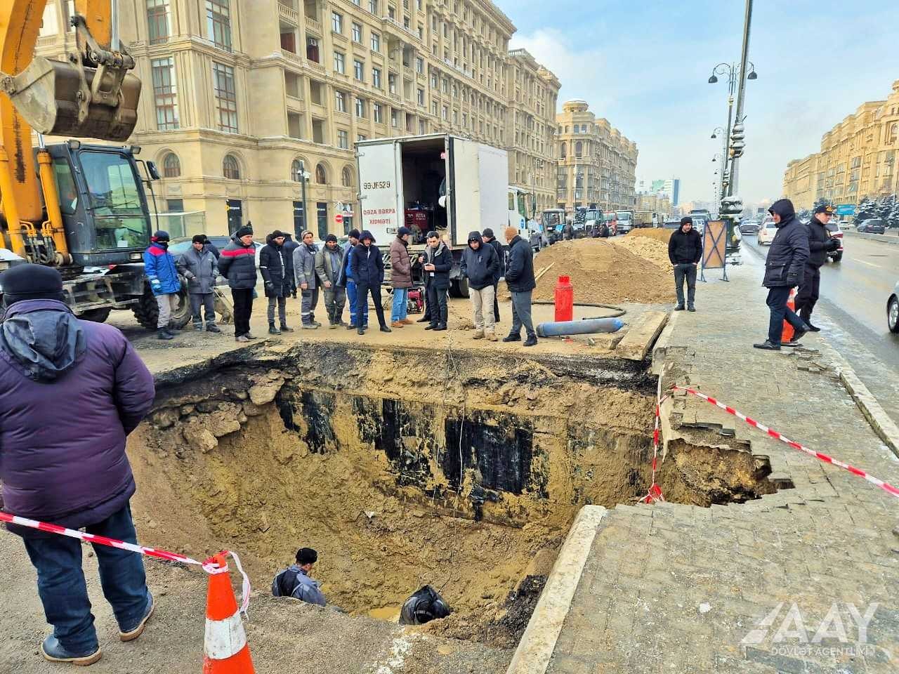 Bu səbəbdən Heydər Əliyev prospektində hərəkət məhdudlaşdırılıb - FOTOLAR