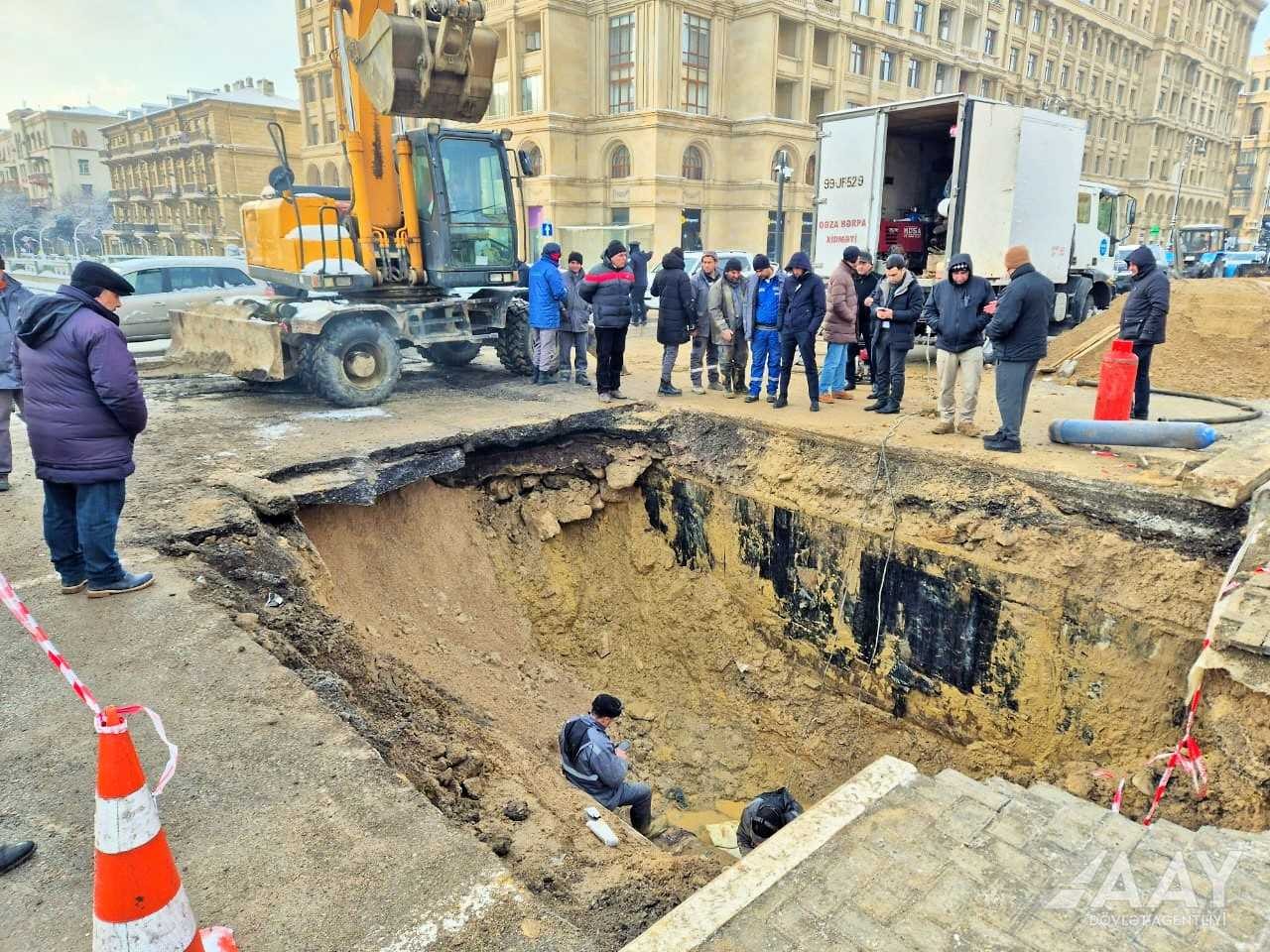 Bu səbəbdən Heydər Əliyev prospektində hərəkət məhdudlaşdırılıb - FOTOLAR