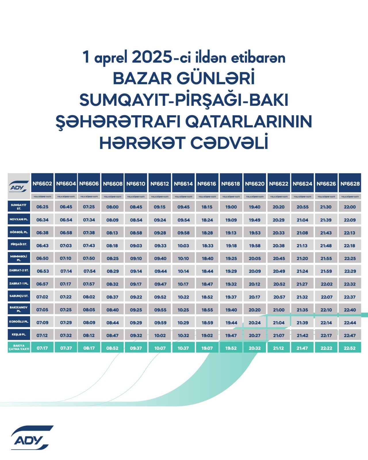 Dəmiryol marşrutu üzrə qatarların YENİ QRAFİKİ