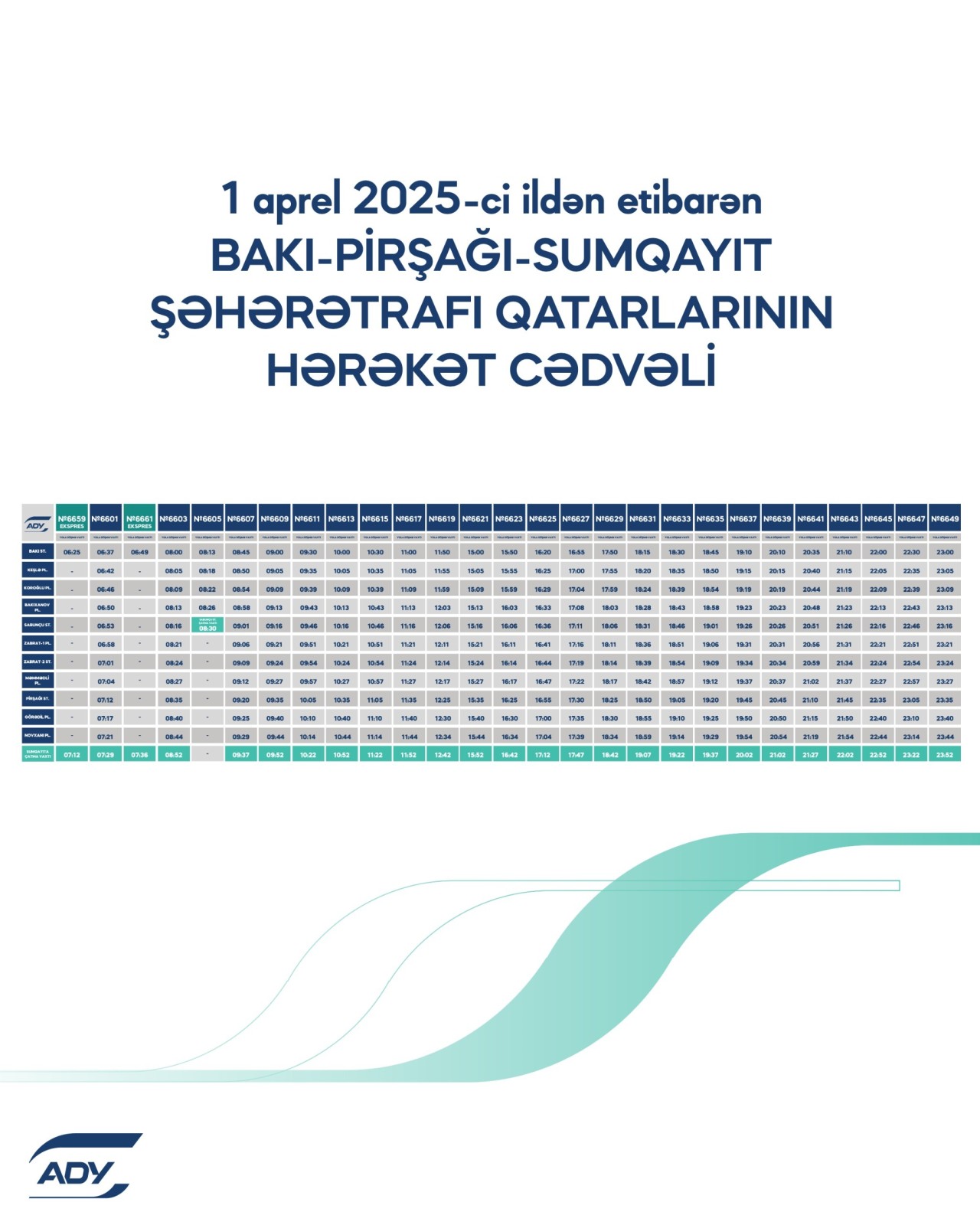 Dəmiryol marşrutu üzrə qatarların YENİ QRAFİKİ