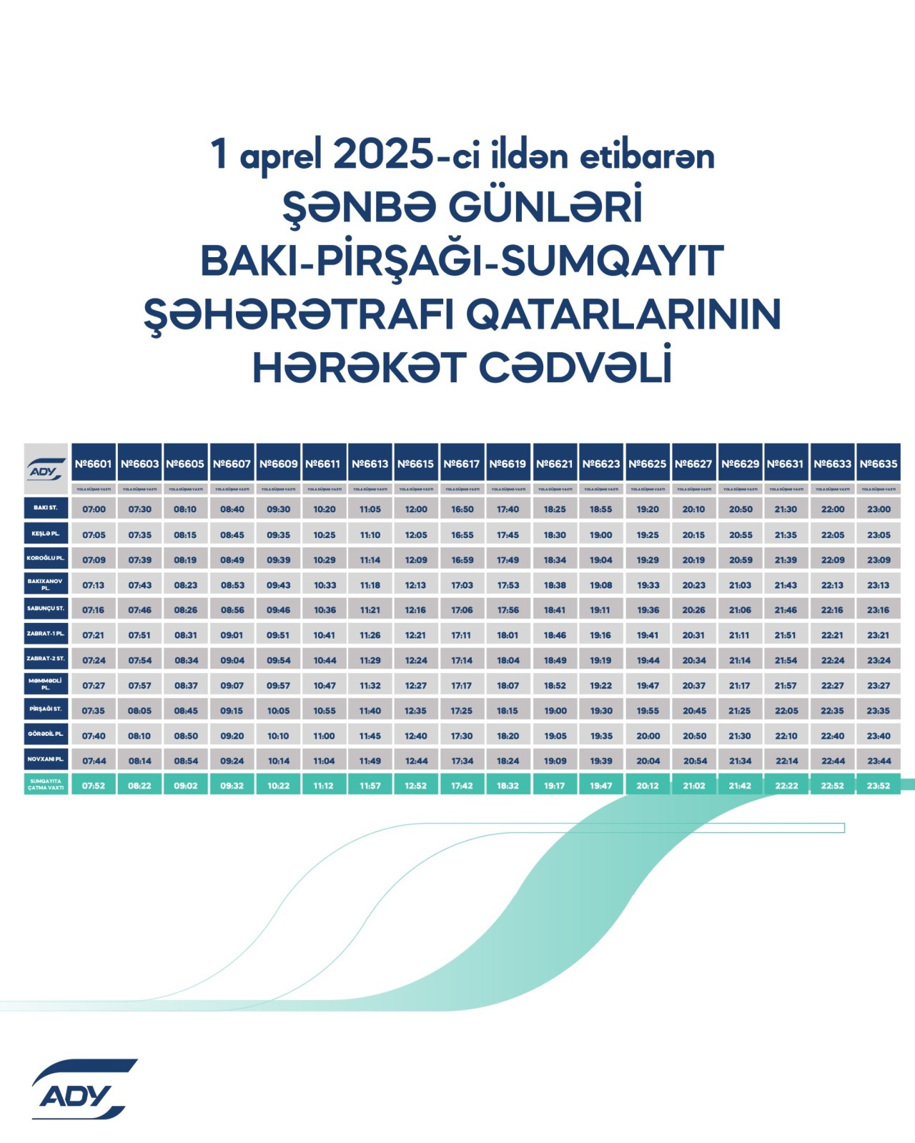 Dəmiryol marşrutu üzrə qatarların YENİ QRAFİKİ