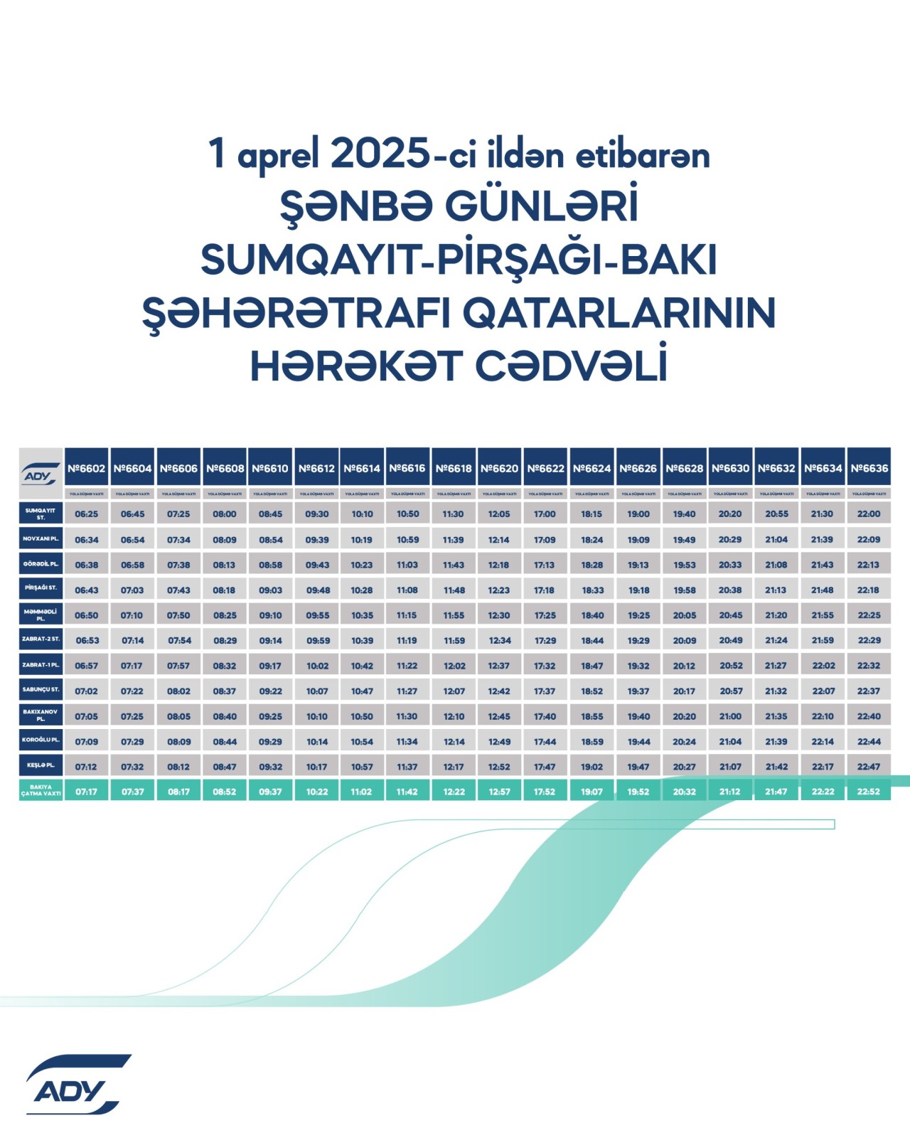 Dəmiryol marşrutu üzrə qatarların YENİ QRAFİKİ