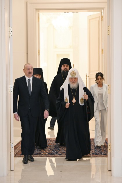 Prezident və xanımı Patriarx Kirill ilə görüşdü - VİDEO+FOTOLAR (YENİLƏNİB)