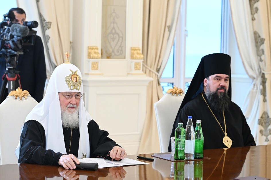 Prezident və xanımı Patriarx Kirill ilə görüşdü - VİDEO+FOTOLAR (YENİLƏNİB)