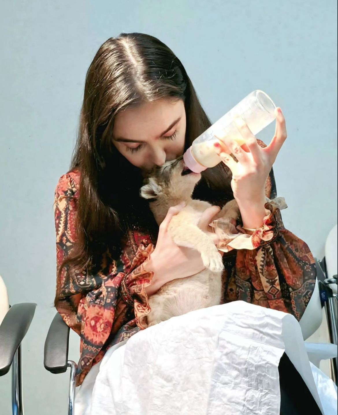 Leyla Əliyevanın şir balası ilə maraqlı GÖRÜNTÜSÜ