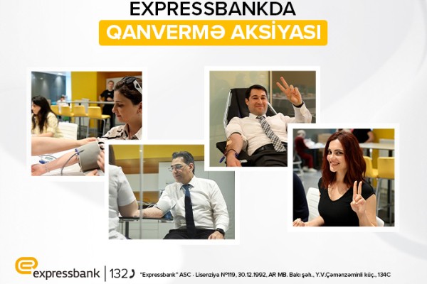 "Expressbank"da qanvermə aksiyasıkeçirilib "Expressbank"da qanvermə aksiyasıkeçirilib