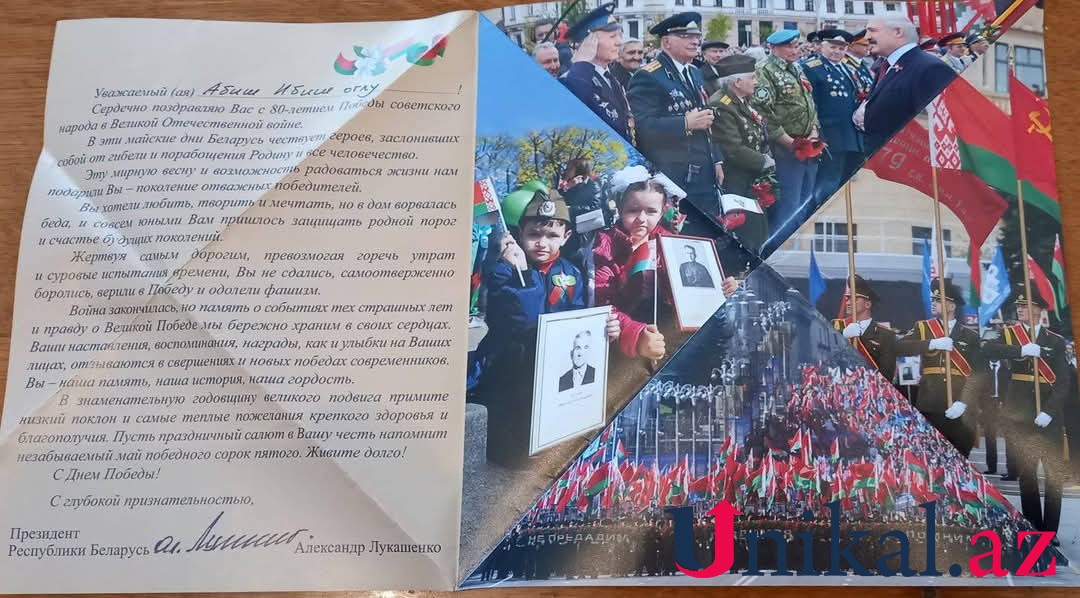 Lukaşenko azərbaycanlı veterana təbrik məktubu göndərdi - FOTO