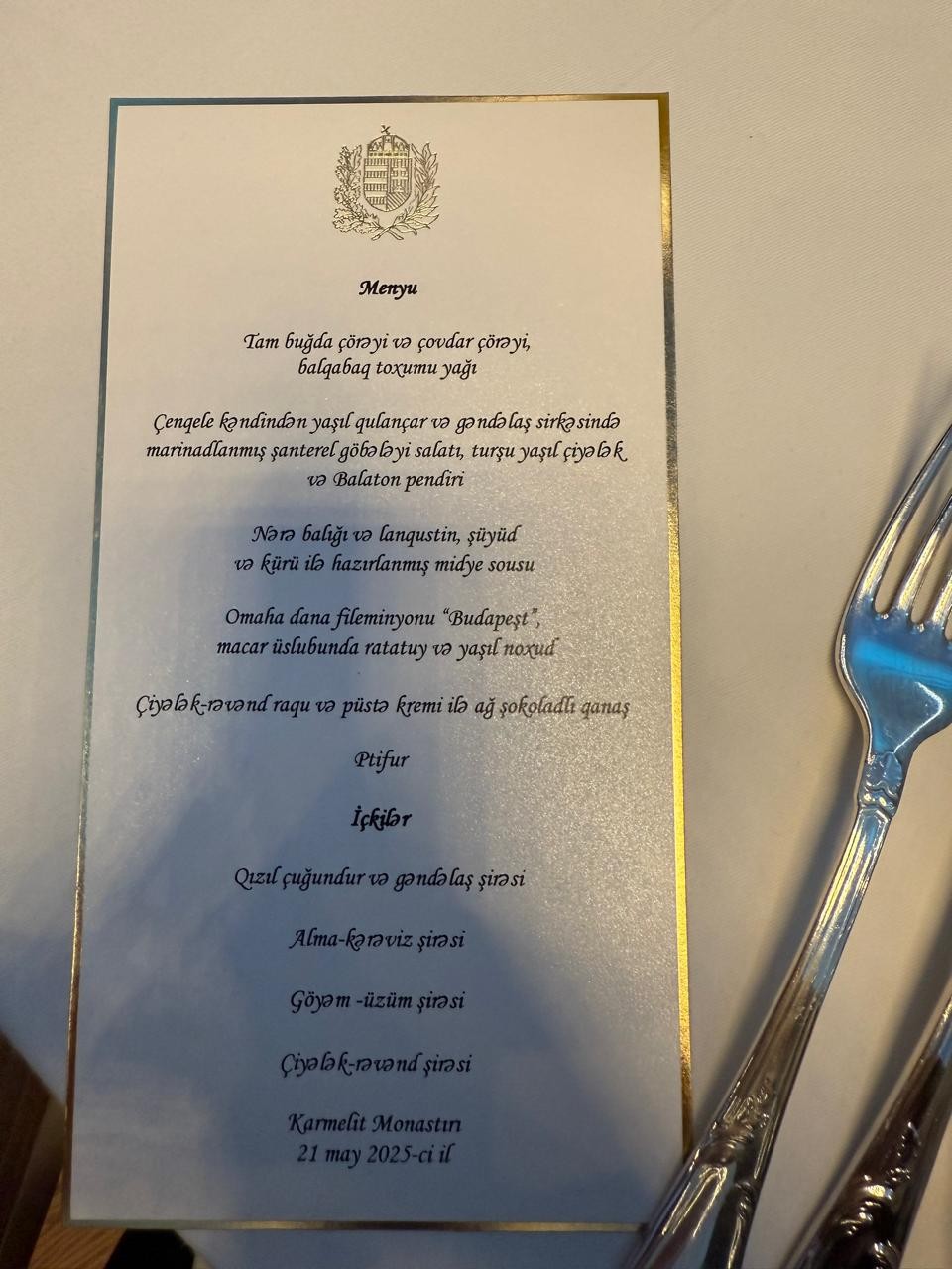 Macarıstanda prezidentlərə təqdim olunan yemək menyusu - FOTOLAR