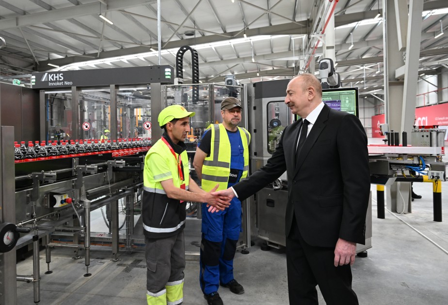 İlham Əliyev "Coca-Cola" zavodunun açılışını etdi - FOTOLAR (YENİLƏNİB)