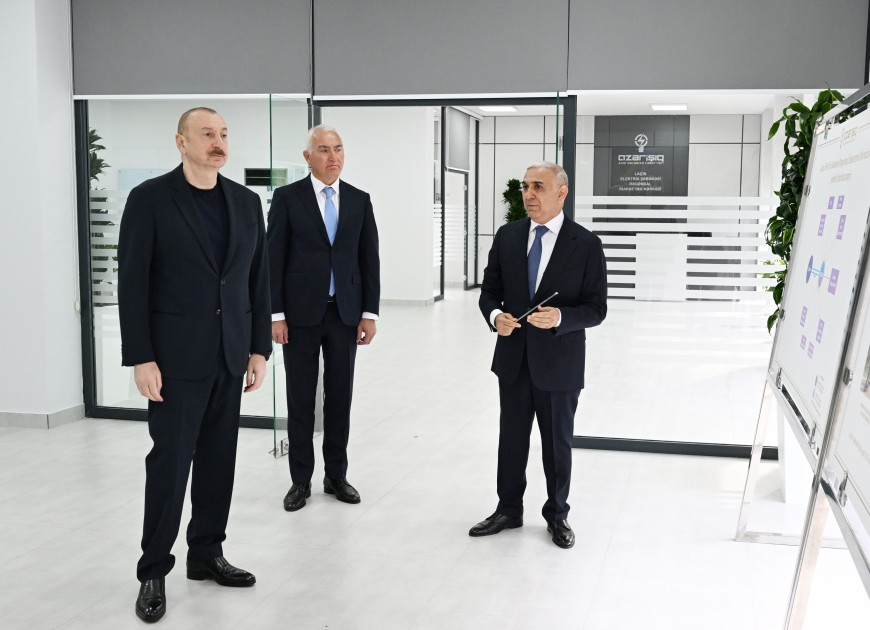 Prezident Laçın Elektrik Şəbəkəsi Rəqəmsal İdarəetmə Mərkəzinin açılışında - FOTOLAR