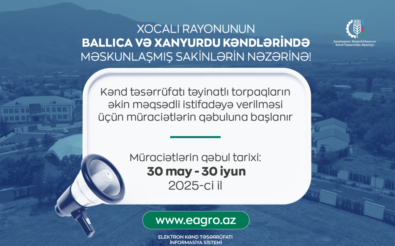 Bu torpaqların istifadəsi üçün müraciətlərinqəbuluna başlanılır Bu torpaqların istifadəsi üçün müraciətlərinqəbuluna başlanılır