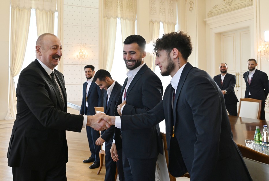 Prezident milli komandanın üzvlərini qəbul etdi - FOTOLAR (YENİLƏNİB)