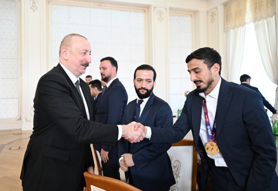 Prezident milli komandanın üzvlərini qəbul etdi - FOTOLAR (YENİLƏNİB)