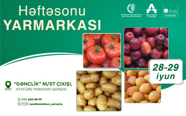 Bakıda “Kənddən Şəhərə” həftəsonu yarmarkasıtəşkil olunacaq Bakıda “Kənddən Şəhərə” həftəsonu yarmarkasıtəşkil olunacaq