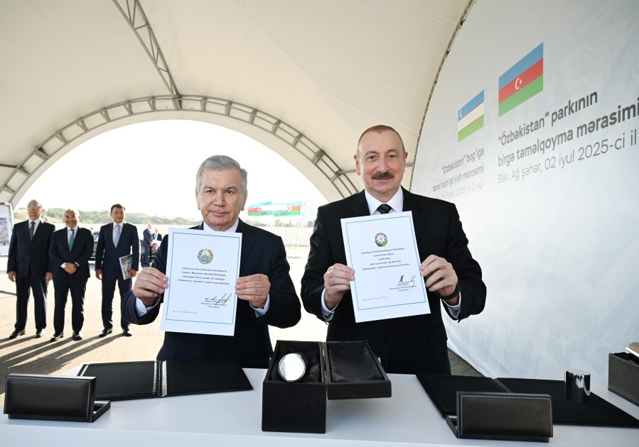 Bakıda “Özbəkistan” parkının təməli qoyuldu - FOTOLAR