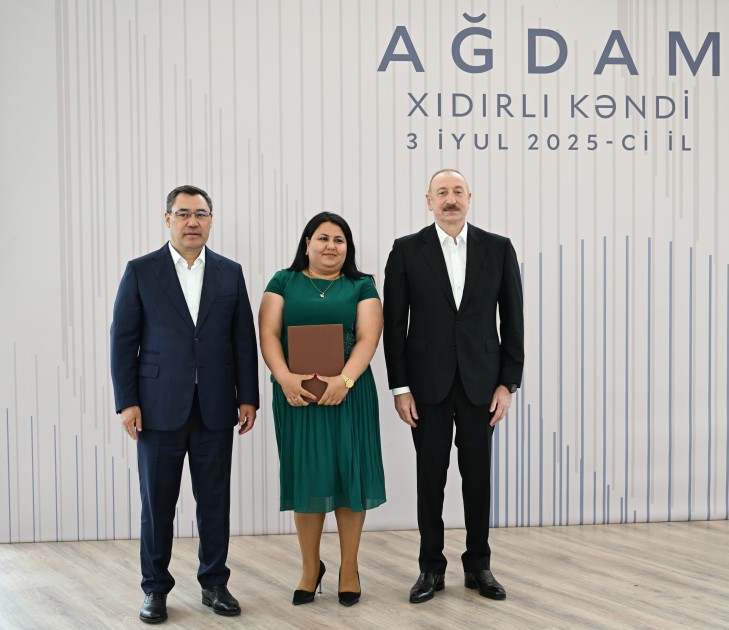 Prezidentlər Ağdamın Xıdırlı kəndinin 1-ci mərhələsinin açılışında - FOTOLAR