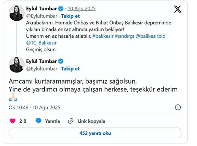 Zəlzələdə ölən şəxs bu aktrisanın qohumu imiş - FOTOLAR