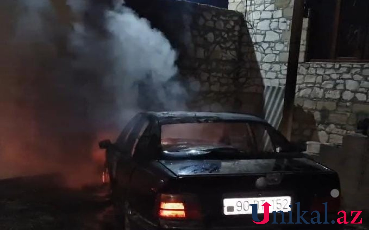 Şəmkirdə "BMW" yandı  