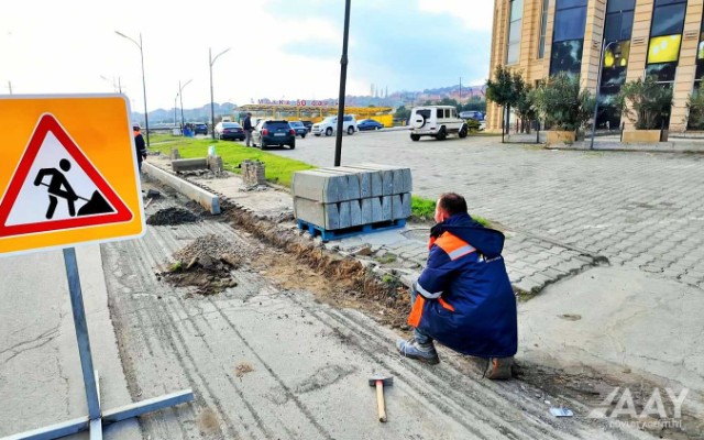 Masazırda bu yol təmir olunur - VİDEO