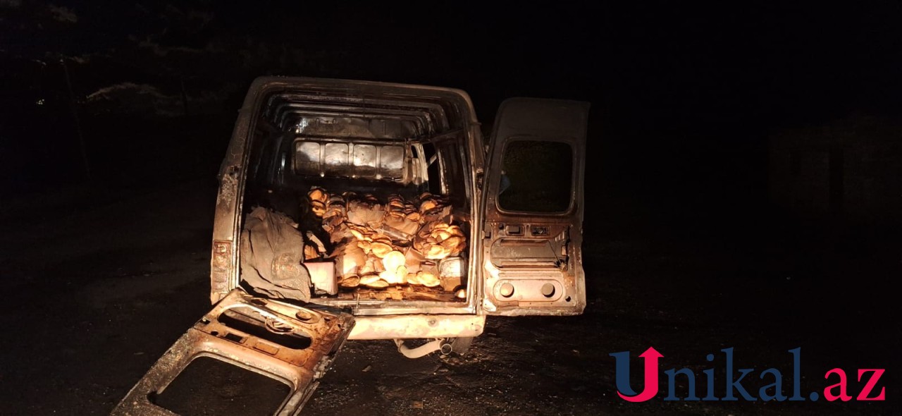 Goranboyda çörək daşıyan yük avtomobili yandı - FOTO