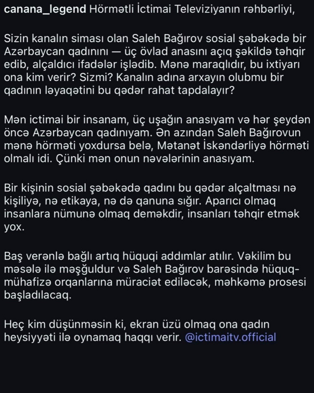 Mətanətin keçmiş gəlini tanınmış aparıcını bu sözlərinə görə məhkəməyə verdi (FOTOLAR) Mətanətin keçmiş gəlini tanınmış aparıcını bu sözlərinə görə məhkəməyə verdi (FOTOLAR)