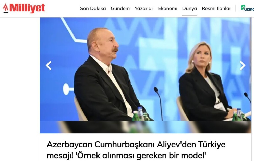 Prezidentin IV Şuşa Qlobal Media Forumundakı çıxışı Türkiyə mediasının diqqət mərkəzində