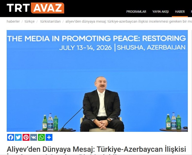 Prezidentin IV Şuşa Qlobal Media Forumundakı çıxışı Türkiyə mediasının diqqət mərkəzində