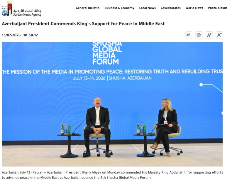 Dünya mediası Prezidentin IV Şuşa Forumundakı çıxışını işıqlandırmaqda davam edir