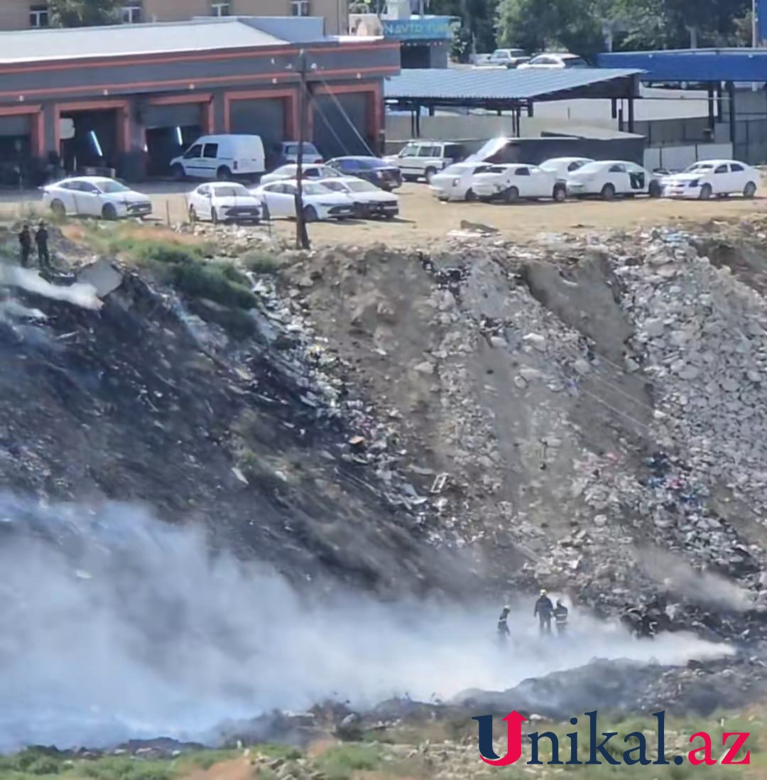 Bakıda açıq ərazidə yanğın - FOTO (YENİLƏNİB)
