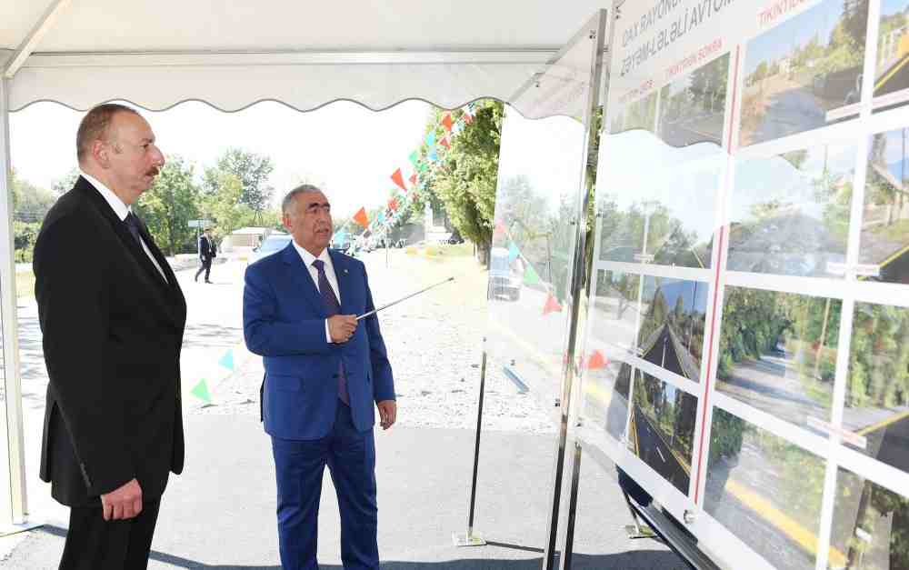 Prezident Qaxda avtomobil yolunun açılışında -  FOTOLAR