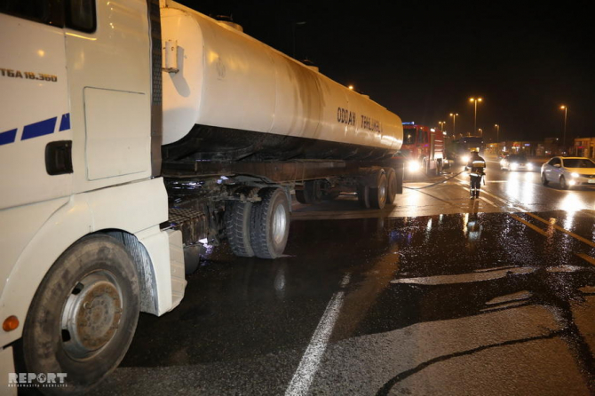 Bakıda benzin daşıyan maşında yanğın oldu  - FOTOLAR