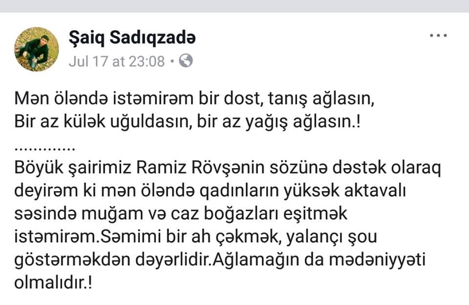 Azərbaycanda gənc şair intihar etdi â€“  FOTO 